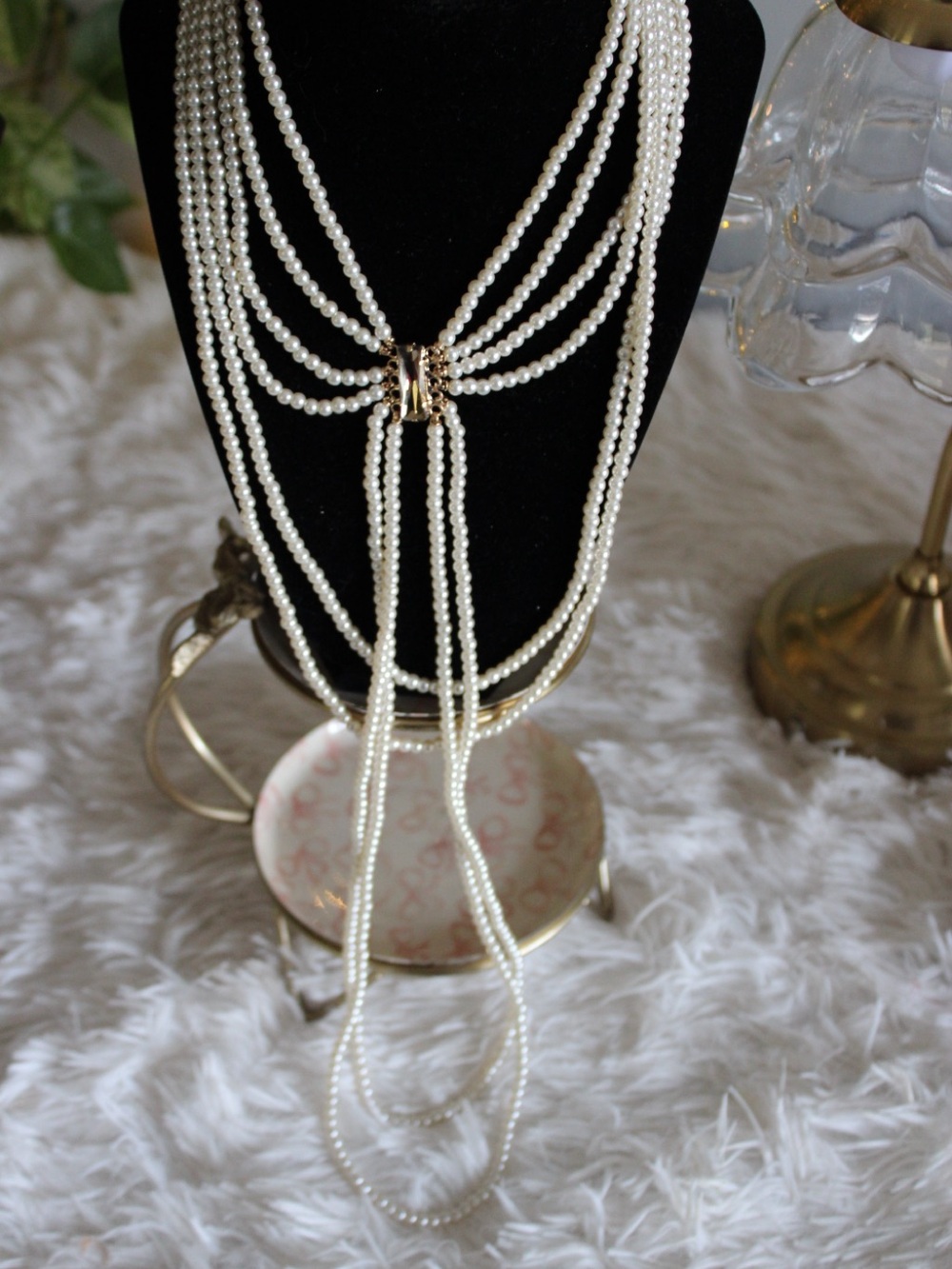 Anthropologie Multi-Strand Faux Pearl Statement Necklace NWT - Picture 11 of 15